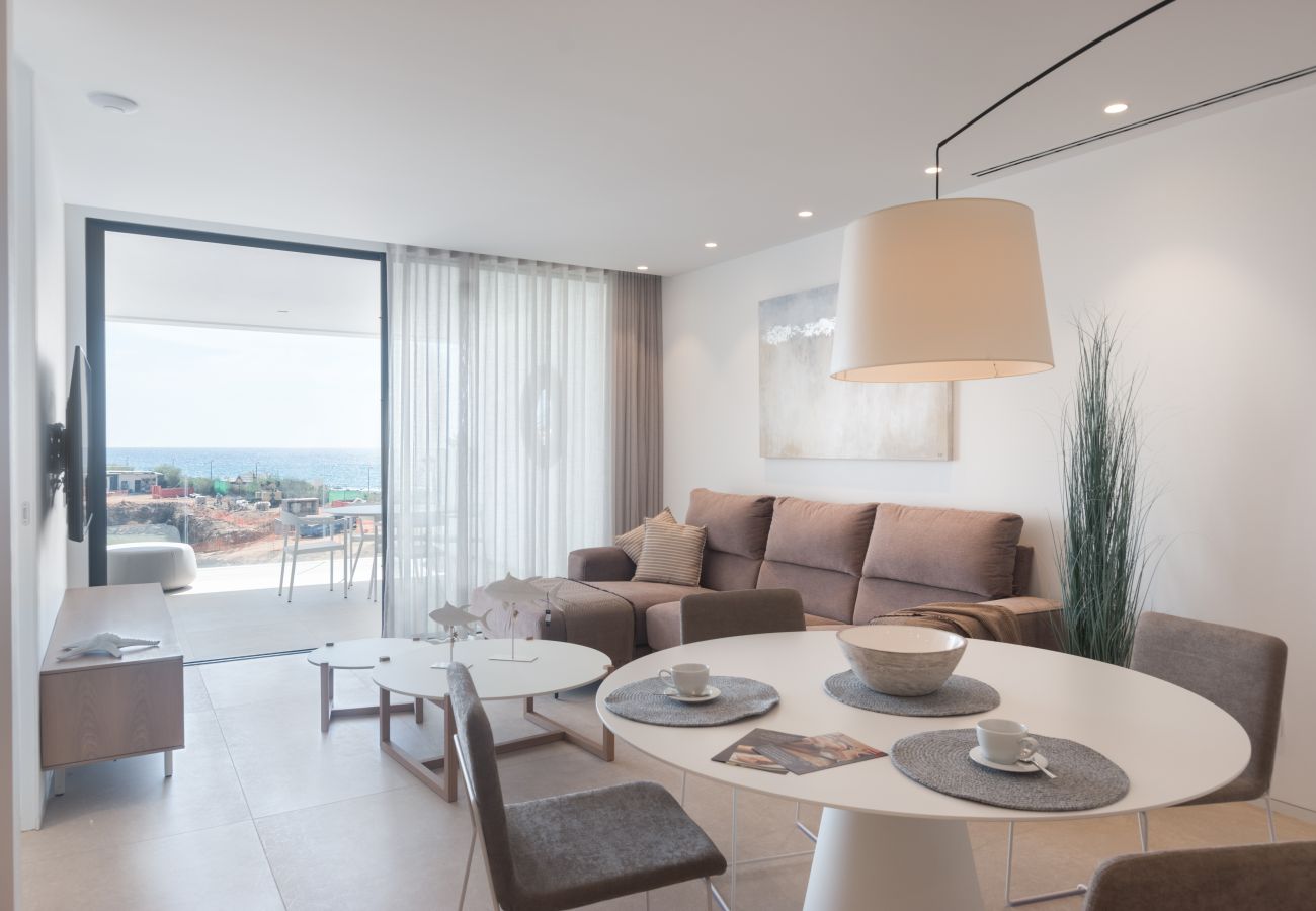 Bright dining room with a sea view