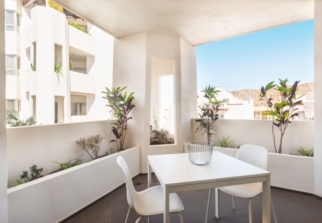 Large terrace with dining table 