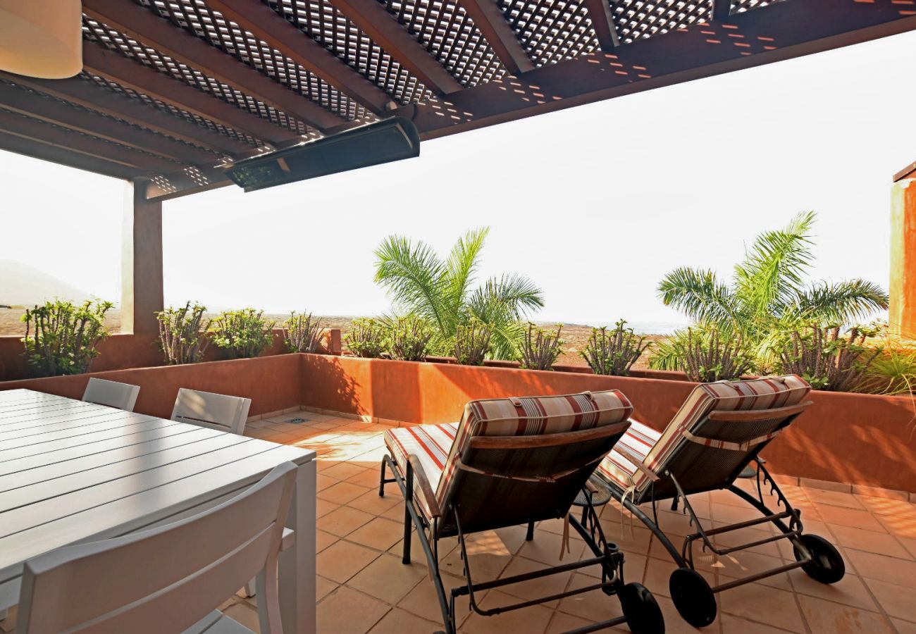 Terrace dining table sunbathing area