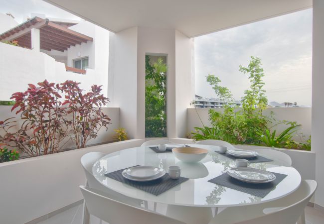Large terrace with dining table